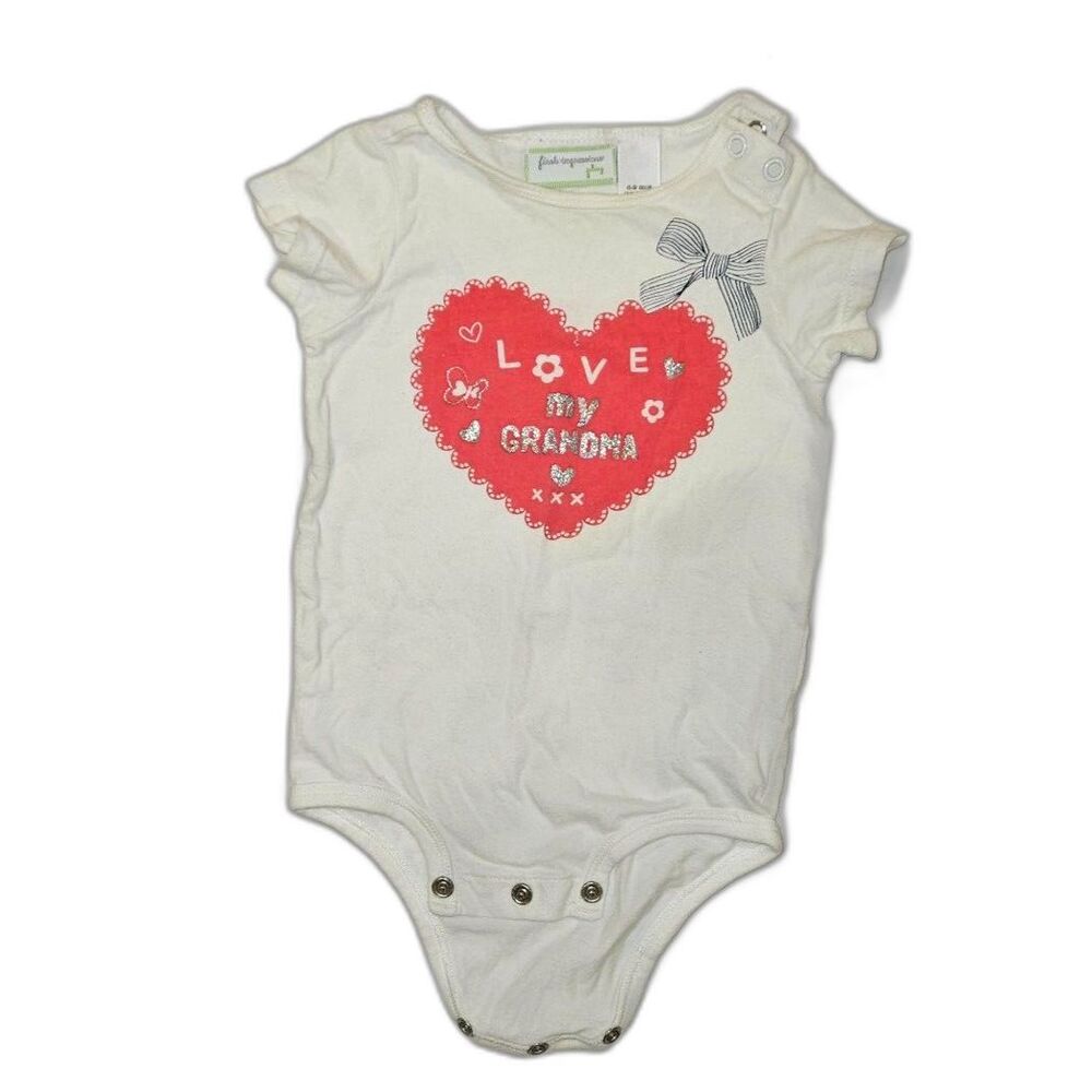 Love My Grandma Heart Cotton Baby Shirt Bodysuit, Size 6-9 Months